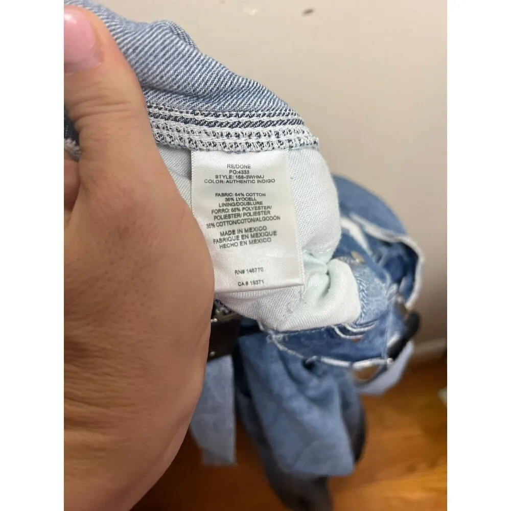 Re/done x Hikari Mori High-Rise Wide Leg Jeans with Braces in Blue Sz. 26 - Image 13