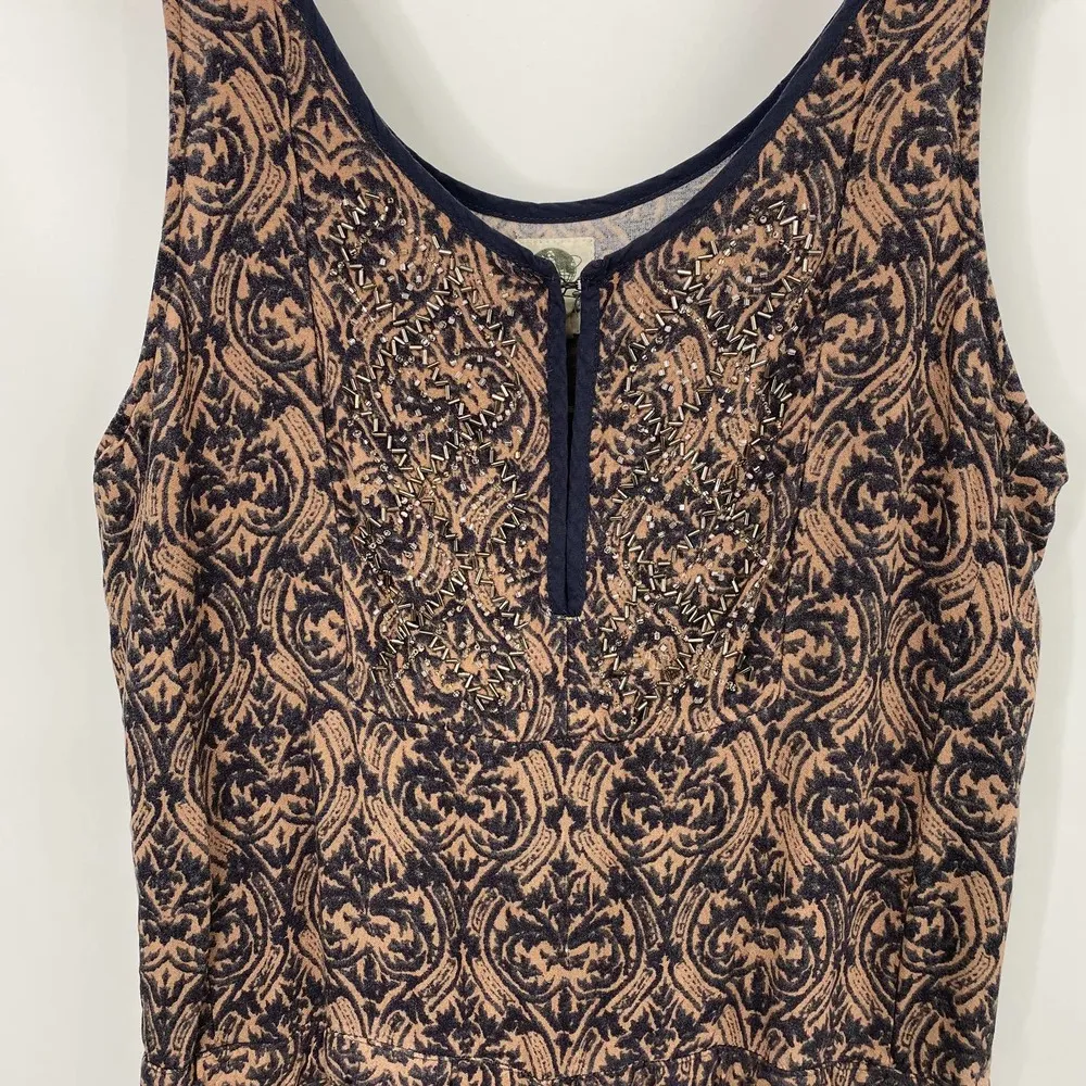 Anthropologie TINY Printed Beaded Jumpsuit Sleeveless Blouson Womens XS - Image 5