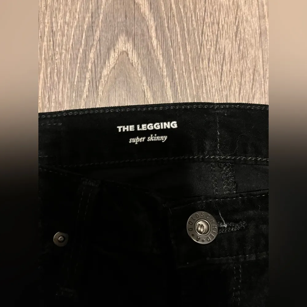 Adriano Goldschmied The Legging Super Skinny Black Velour Velvet Size 24 - Image 6