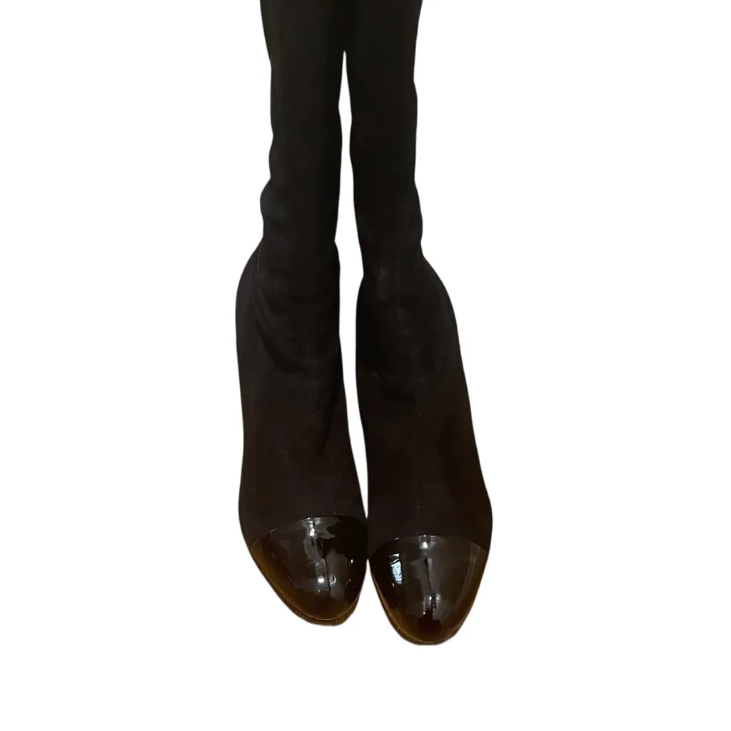 BCBGirls Chill Patent Leather Suede Knee High Heeled Boots Black Women’s Size 10 - Image 5