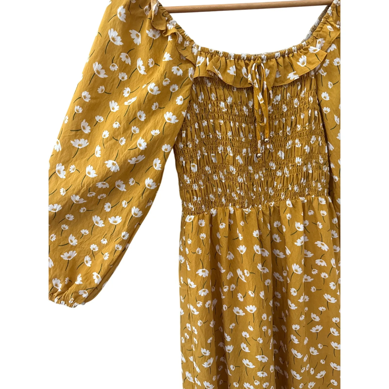 THML Floral‎ Tiered Ruffle Midi Dress Mustard Size XS - Image 10