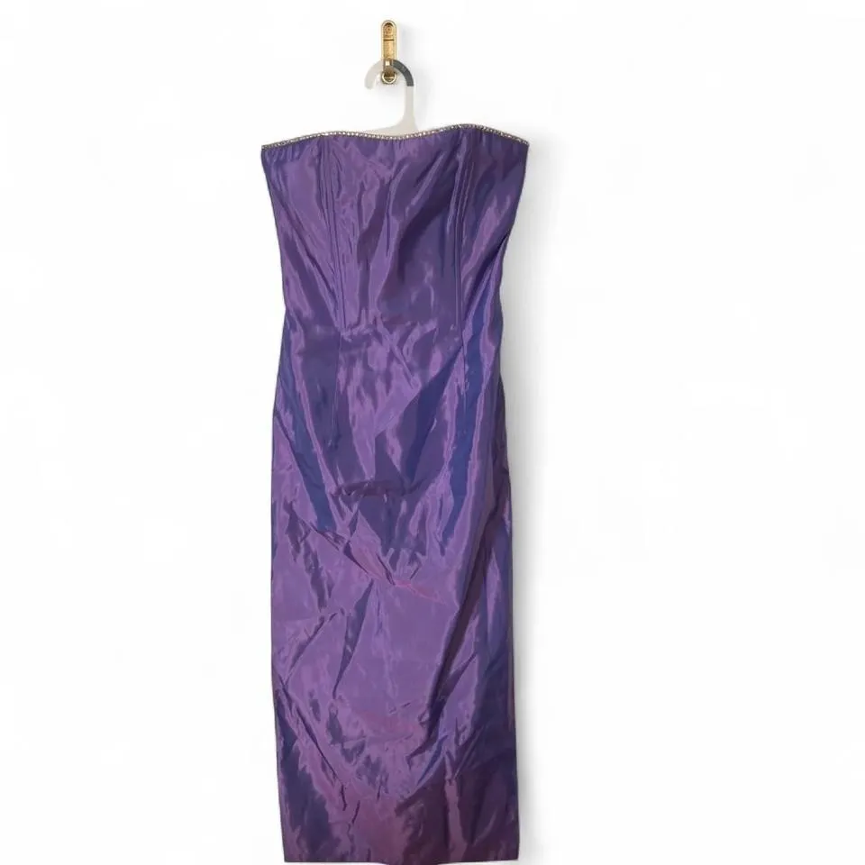 Jessica McClintock Gunne Sax Millennium 2000 Purple Strapless Gown Dress Sz 3 - Image 3