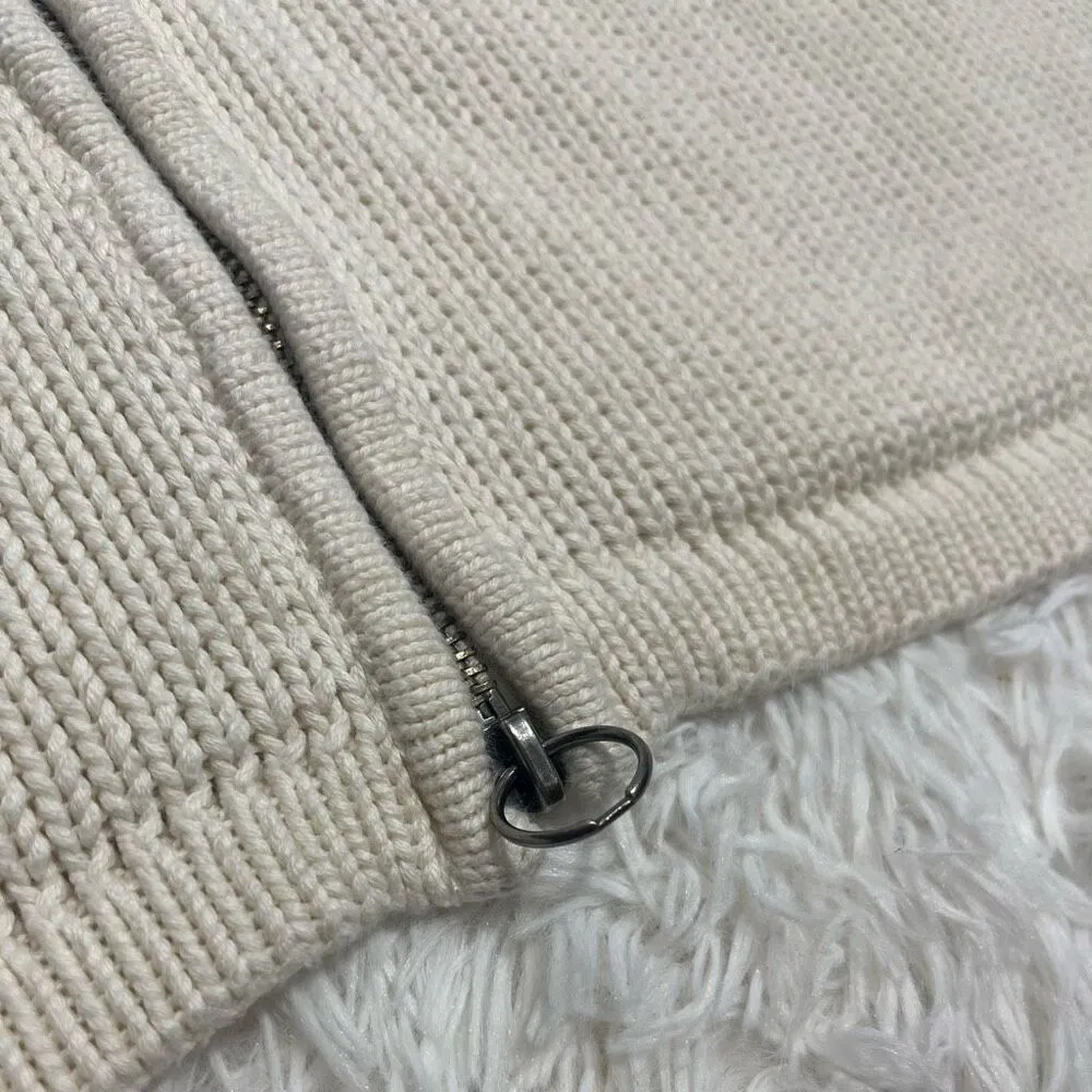 Vintage Harley Davidson Heavy Zip Cardigan Turtleneck Sweater Sz 2W Cream Tan - Image 8