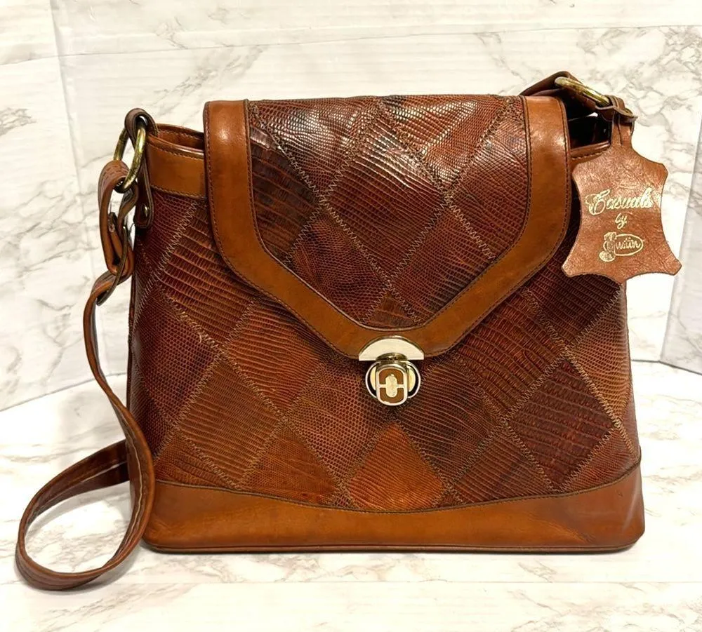 Justin boots leather patchwork brown shoulder crossybody purse rodeo western - Image 2