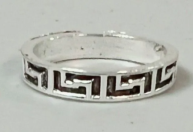 Silver Black L’s Tribal Design Patterned Band Ring Jewelry Size 7 🖤 - Image 2