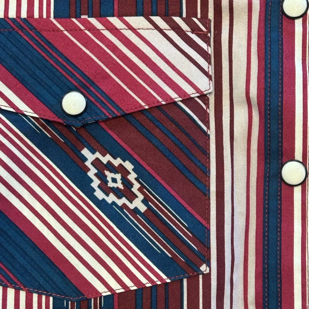 RANK 45 SOUTHWESTERN STRIPE PRINT HERITAGE SNAP STRETCH WESTERN RIDING SHIRT M Size M - Image 8