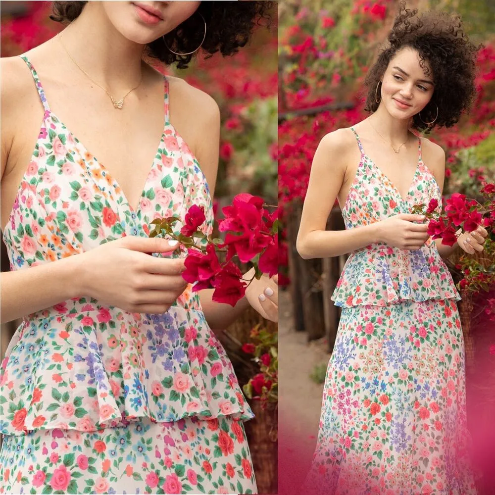 Yumi Kim Kaia Floral Printed Ruffle Maxi Dress Kingston Garden Size 2 - Image 2