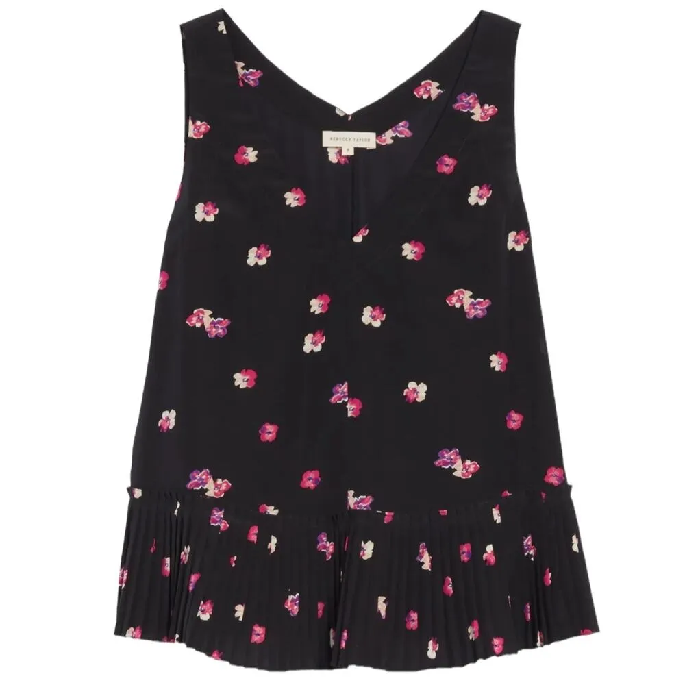 Rebecca Taylor Floriana Floral Stretch Silk Tank - Black - 8* - Image 13