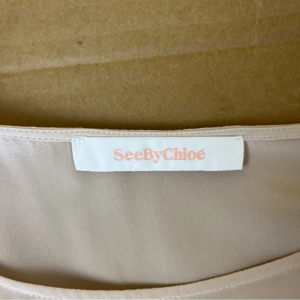 See By Chloe Silk Blush Ruffle Chiffon Blouse - Image 6