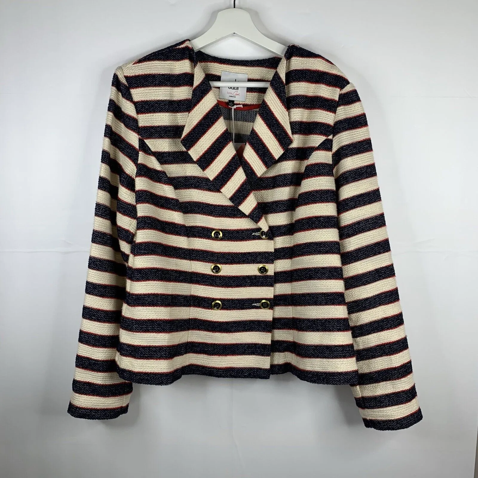 CAbi Size 10 Double Breasted Jacket Spring Collection Cruise Nautical Striped - Image 3