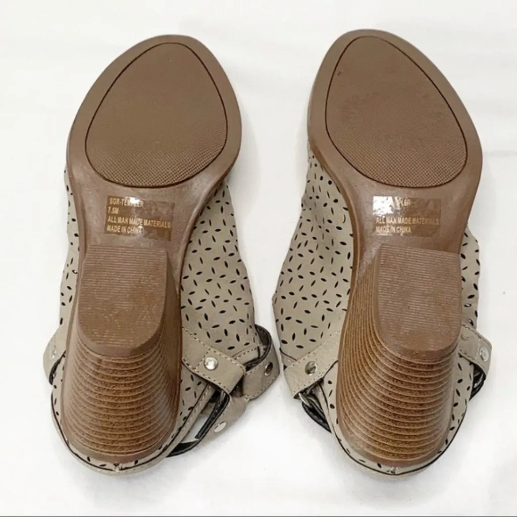 Sugar Temper Bootie Sandal Lasercut 7.5M Beige Stacked Heel Shoe Tan Size 7.5 - Image 10