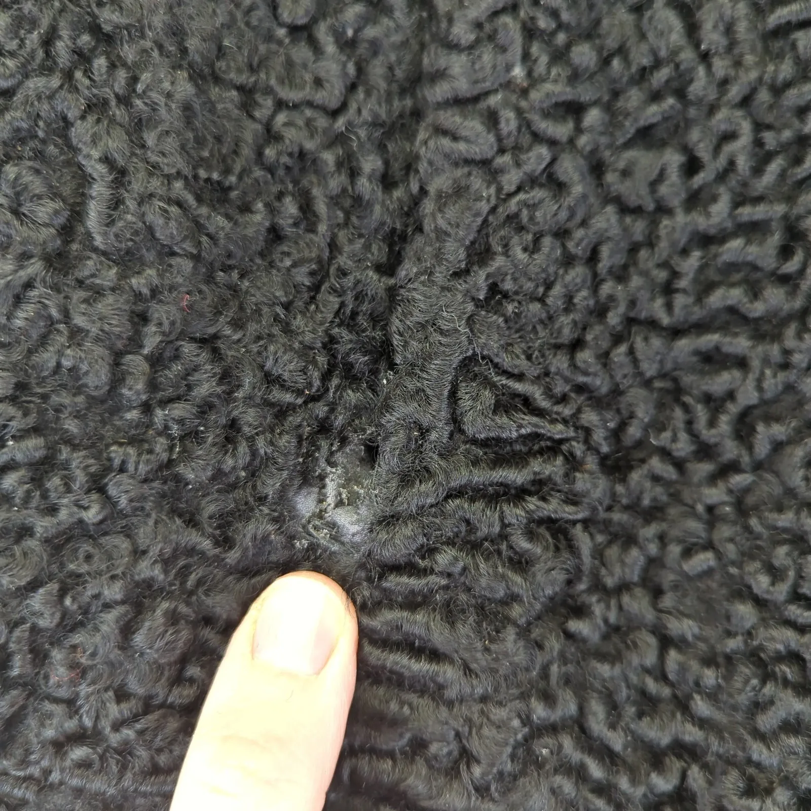 Vintage Schlampps Womens Black Fur Curly Lamb Coat Jacket Wrap Shawl Small - Image 5