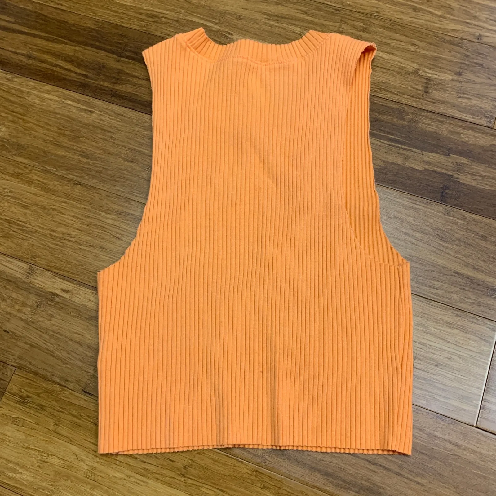 Aerie Ribbed Tank Top Orange Sleeveless Crop Casual Women's Size Medium Stretch - Image 2