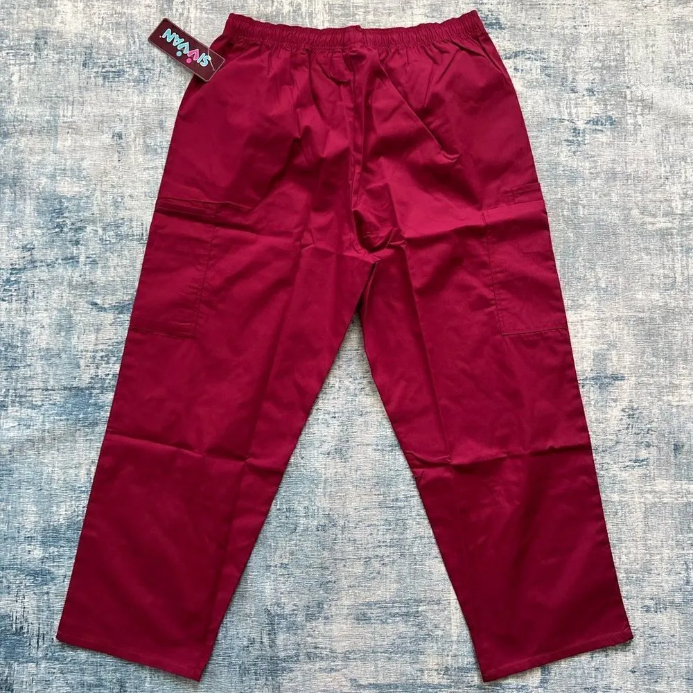NWT! Sivvan by Adar Unisex Classic Fit Burgundy Scrubs 2XL Red Size 2X - Image 2