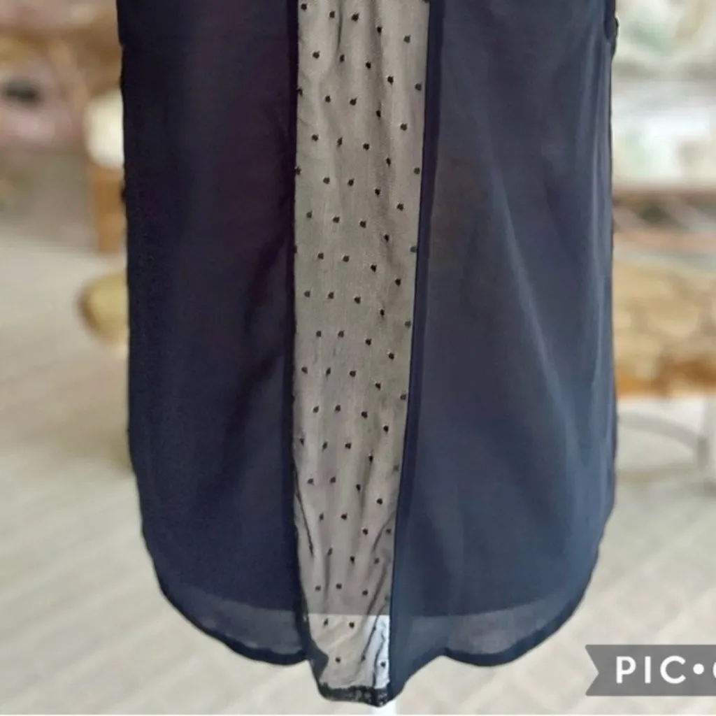 Abercrombie & Fitch Top Beaded Beaded Sheer Back High Low Navy Blue XS Party Mod - Image 10