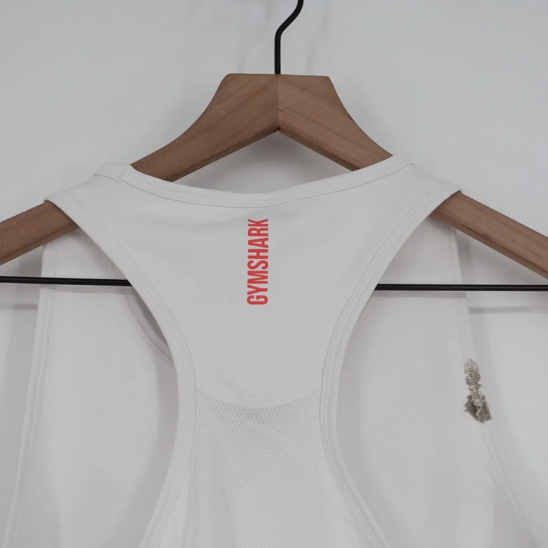 Gymshark White Racerback Tank Top Cropped Sports Bra Size S - Image 8