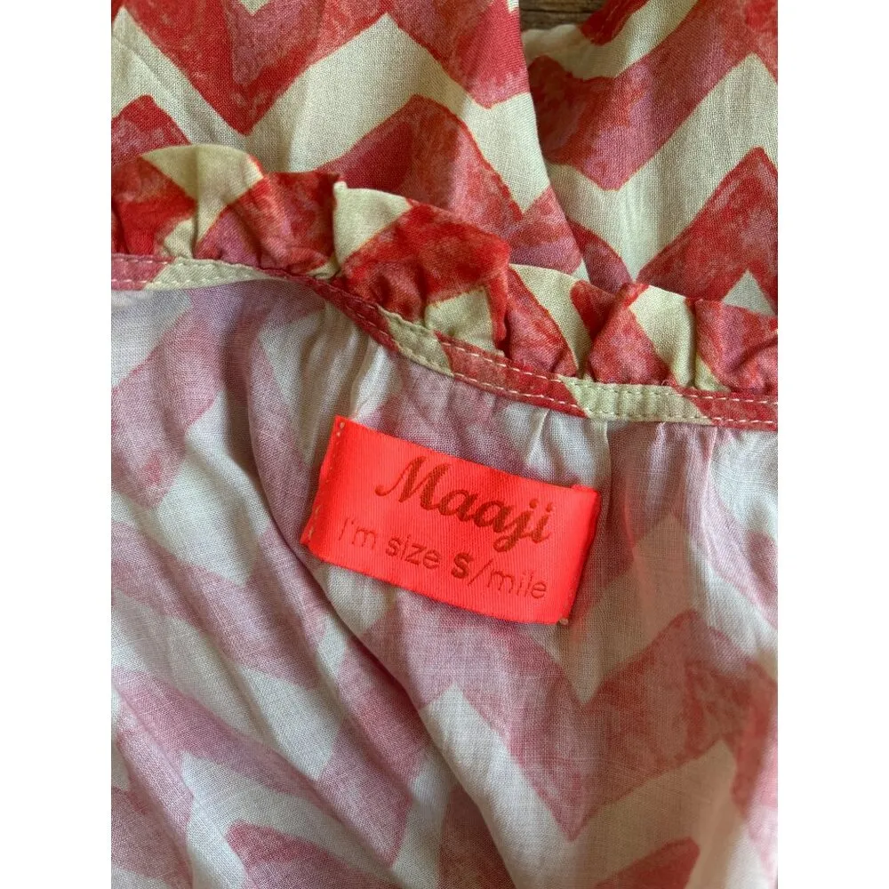 Maaji Chevron Cover Up Mini Dress Orange Yellow Womens Size Small - Image 6