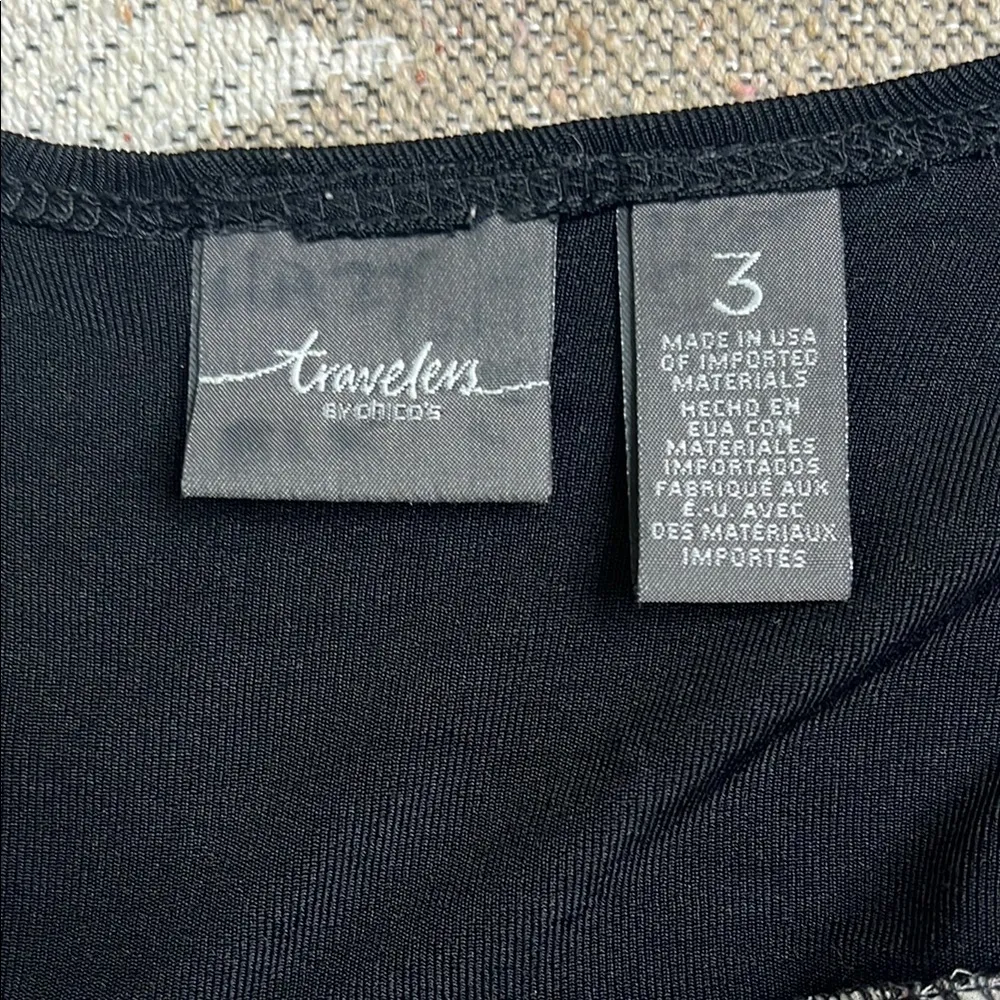 Chico's travelers Hazy Ikat open front 3/4 sleeve cardigan, size extra large - Image 5