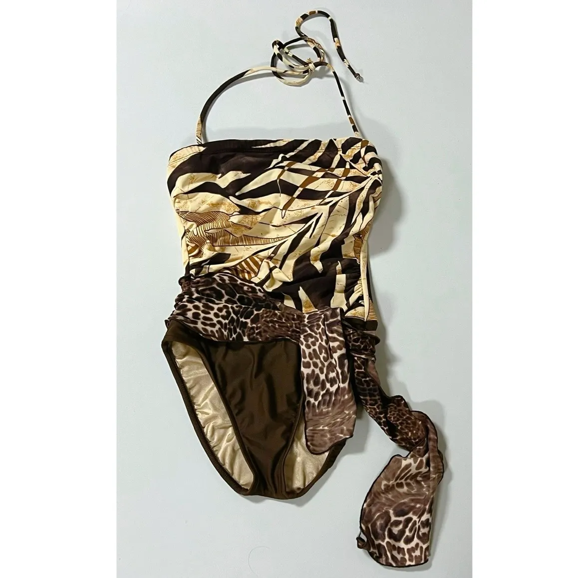 Brown Wrap One-Piece Swimsuit Swimwear Bathing Suit Size 6 🤎✨ - Image 3