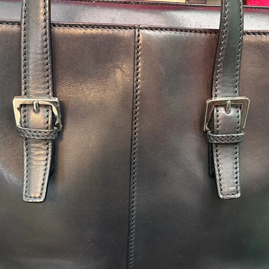 Ralph Lauren Vintage Black Leather tote Handbag - Image 2