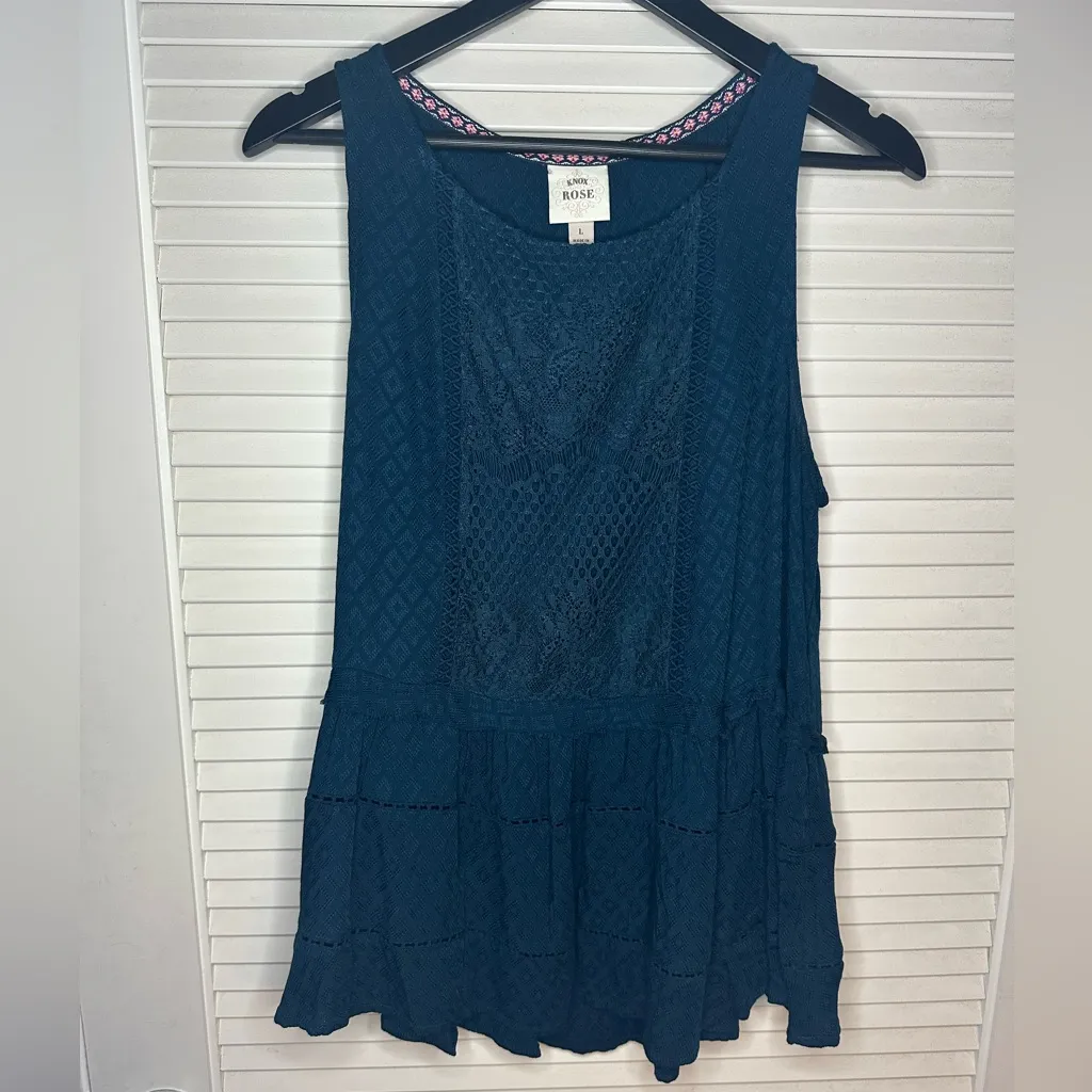 💙Knox Rose Blue Tiered Lace Sleeveless Tank Top - Image 2