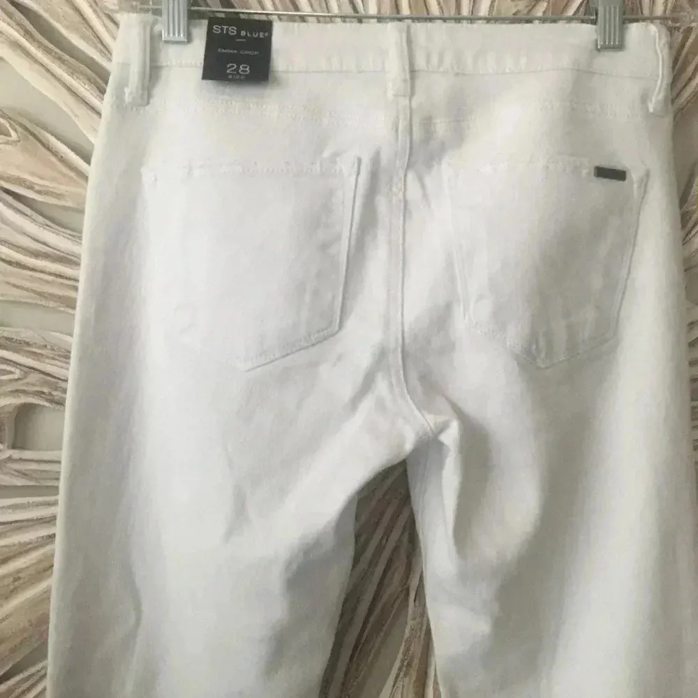 STS Blue Crop Distressed Jeans with Raw Hem Sz 28 - Image 4