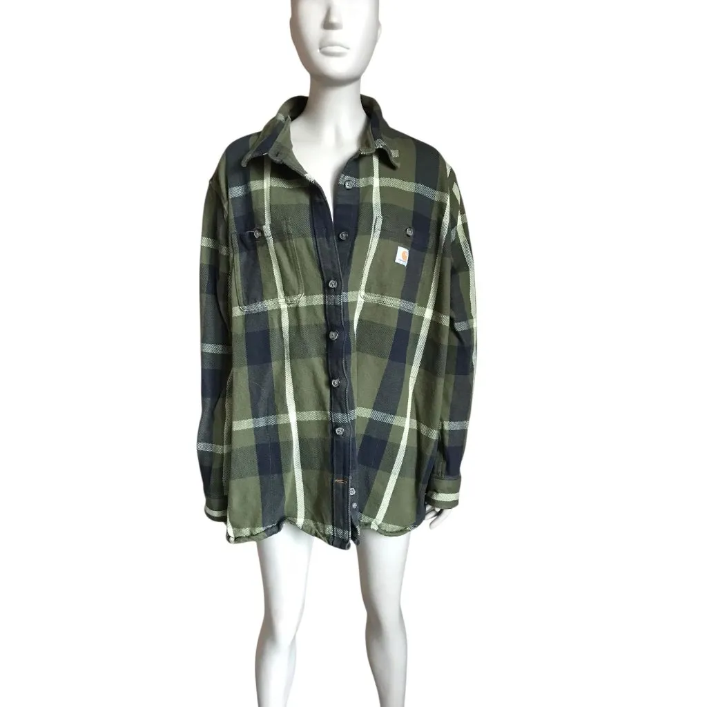 Carhartt Green and Black Flannel Plaid Top - Image 2