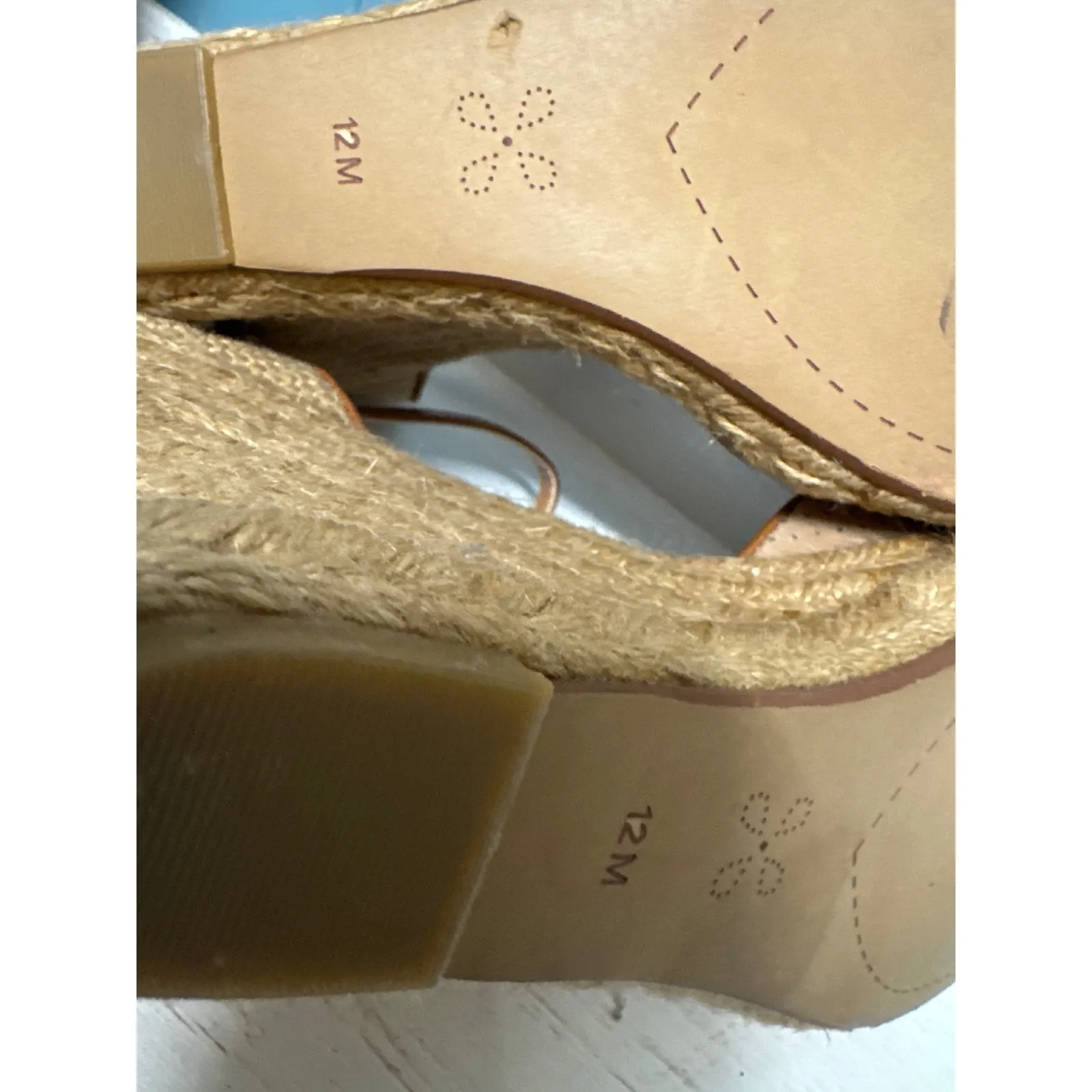 CASLON Women Tan Perforated Espadrille Wedge Ankle Strap Shoes Size 12M - Image 6