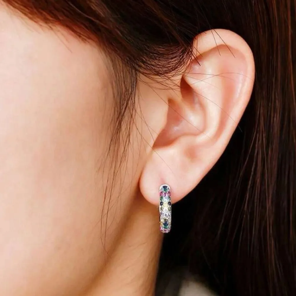 ✨ multi colored rhinestone earrings ✨​​​​​​ Silver - Image 2