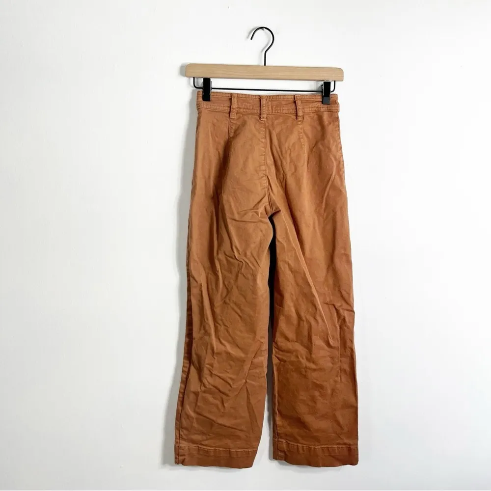 Marine Layer Bridget Slim Wide Leg Crop Orange Brown Pants Size 0 High Rise - Image 4