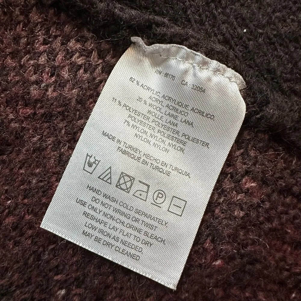 Sleeping on Snow Anthropologie Mabli maroon and tan knit sleeveless cardigan M/L - Image 8