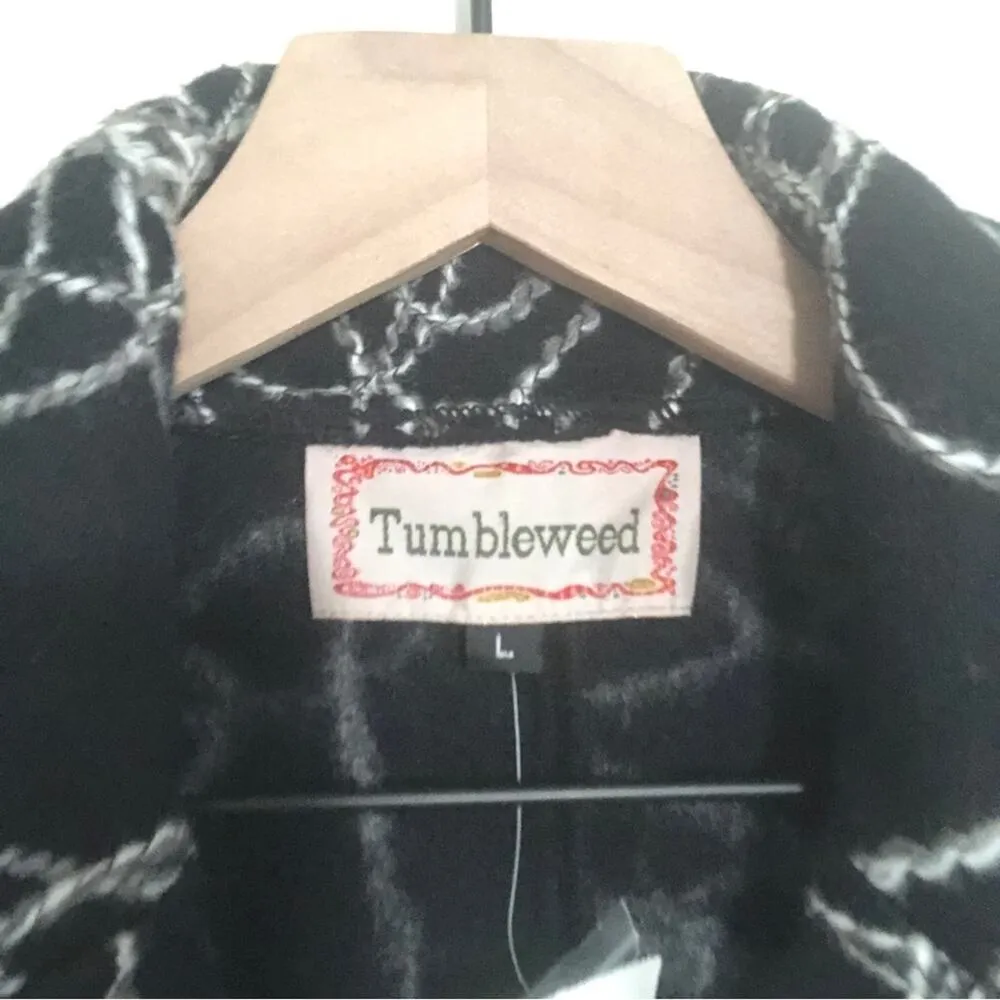 NWT Tumbleweed Western Wool Shaggy Soutache Textured Black White Vest Jacket Size L - Image 4
