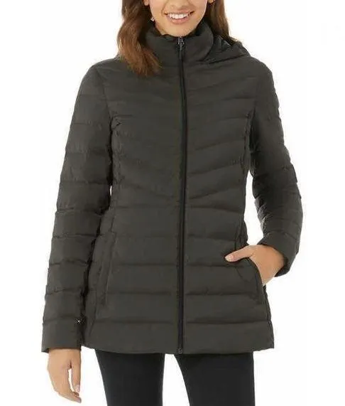 Green Puffer Jacket Hooded 4-Way Stretch from 32 Degrees, Size S New w/Tag - Image 1