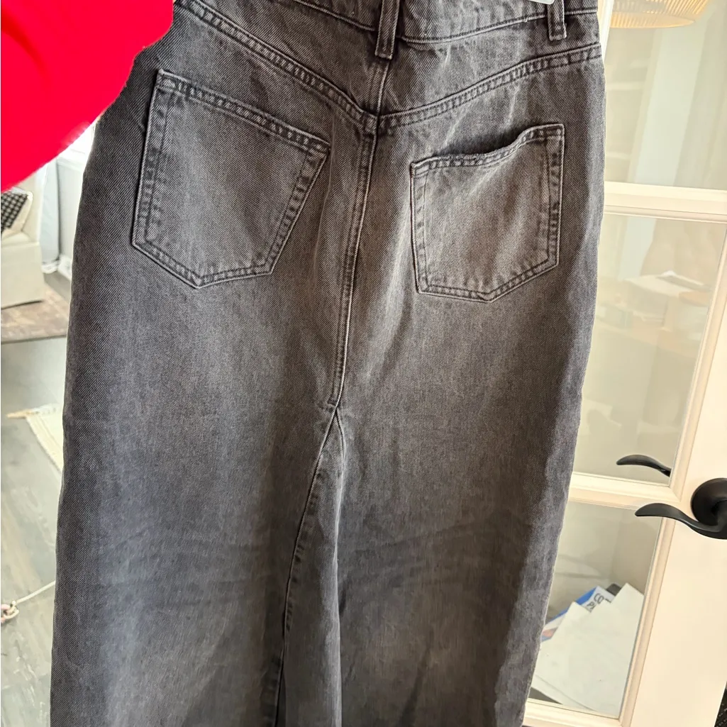 Reformation Black Denim Maxi Skirt - Image 2