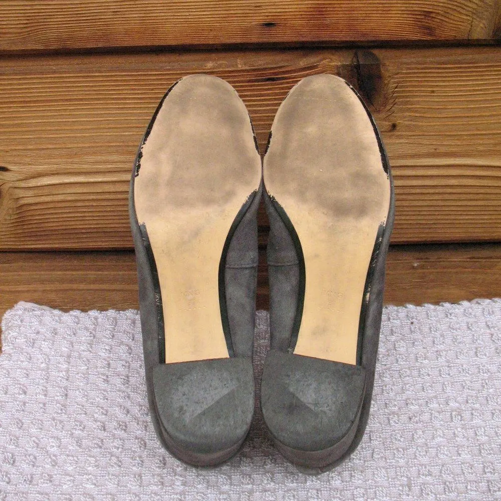 Mango Womens 7 Gray Suede Block Heel Shoes - Image 10