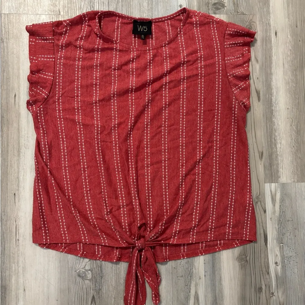 W5 Size XL Red and white striped tie front top # - Image 4