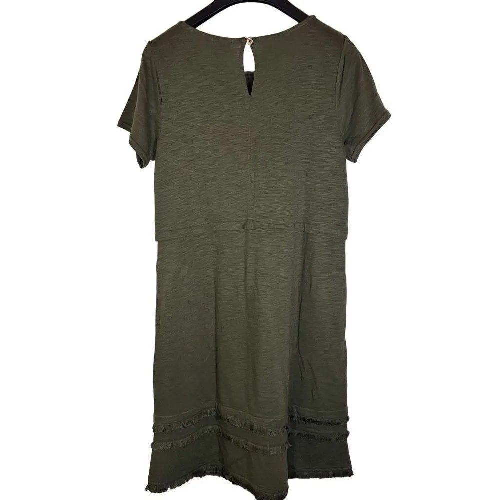 J.Jill Womens‎ Midi Olive Green Short Sleeve Comfy Dress Size Small Career Wear Green - Image 2