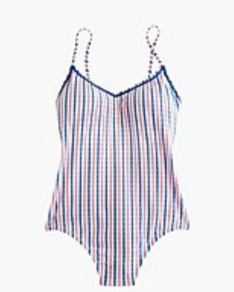 NWT  Ballet One-Piece Swimsuit Seersucker Stripes White Blue Pink Size 2 - Image 3