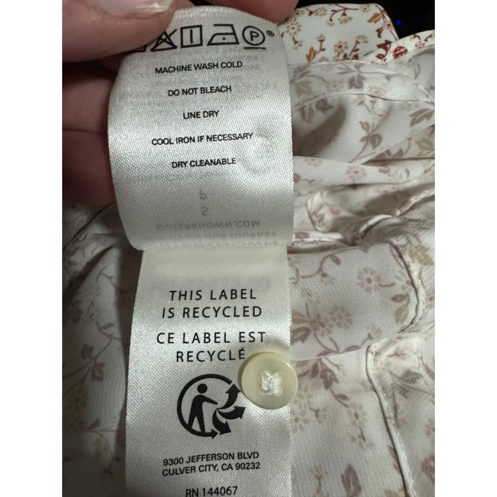 Outerknown “Poet” Blouse in Salt Mariquita (Floral + Ladybug Print) – Size Small - Image 7