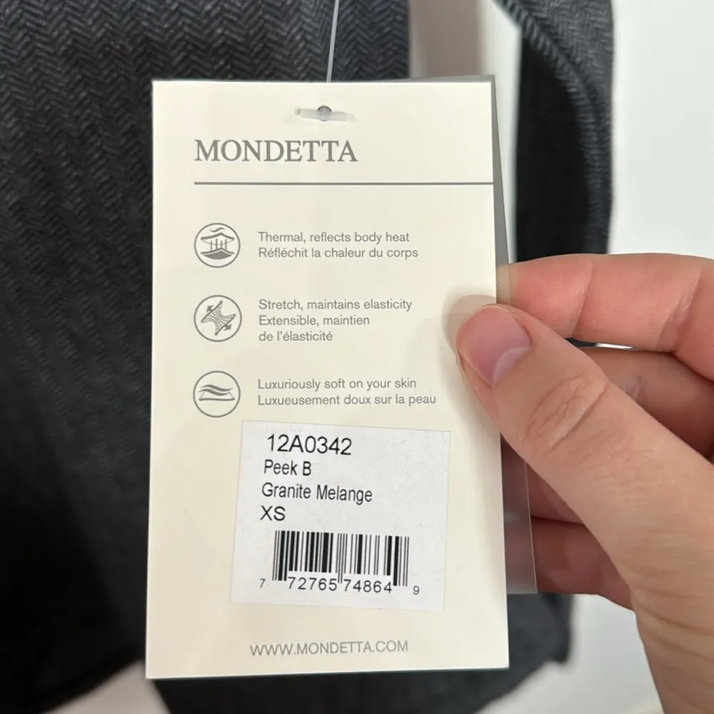 Mondetta Peek B granite melange herringbone fitted hoodie longsleeve size XS - Image 13