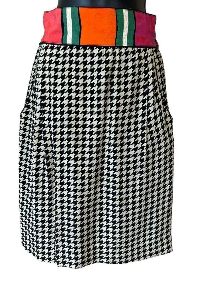 Vintage 80’s Platinum Dorothy Schoelen Retro Houndstooth 2PC Skirt Suit Black Size M - Image 10