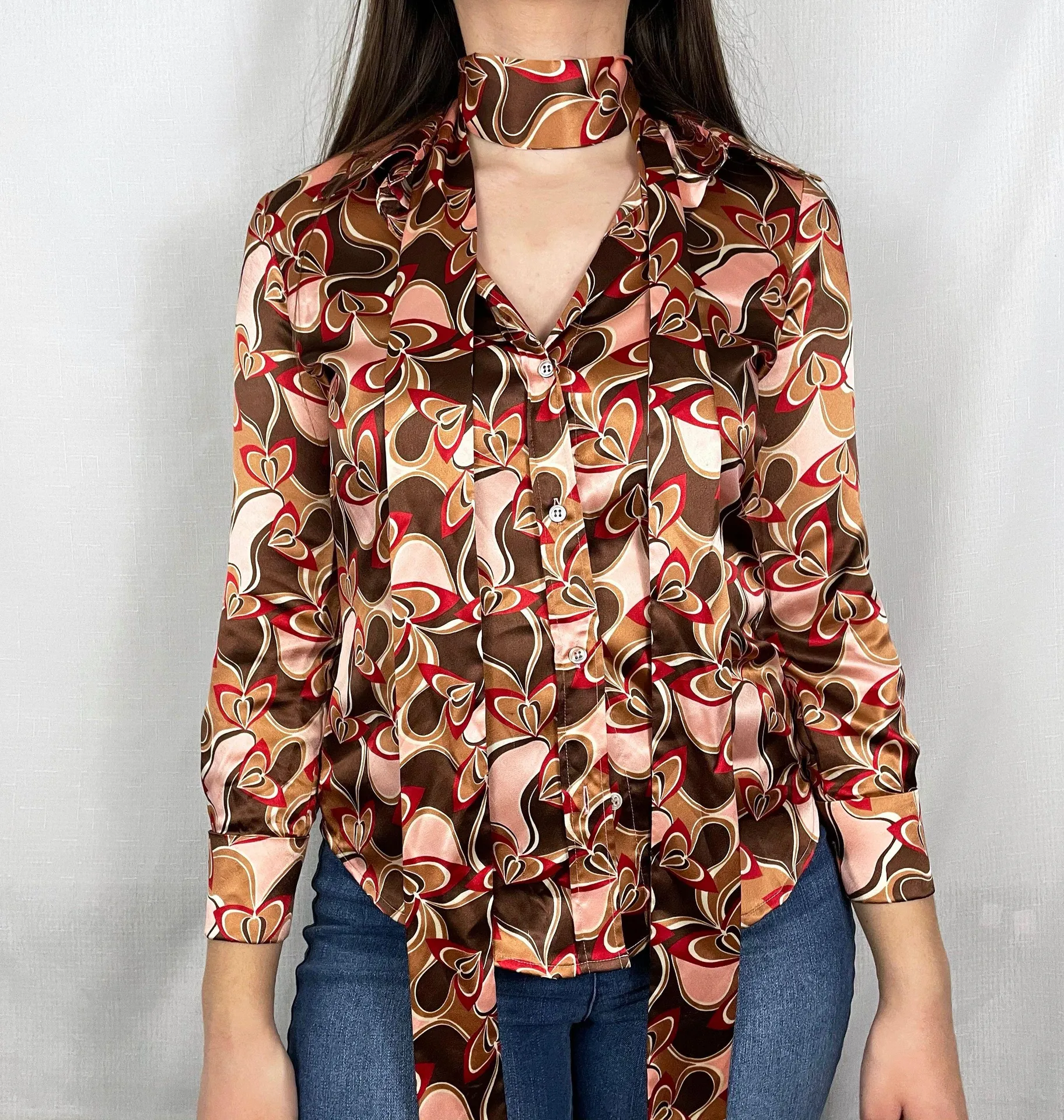 Tibi Vintage Y2K  Silk Scarf Button Up Blouse - Image 3