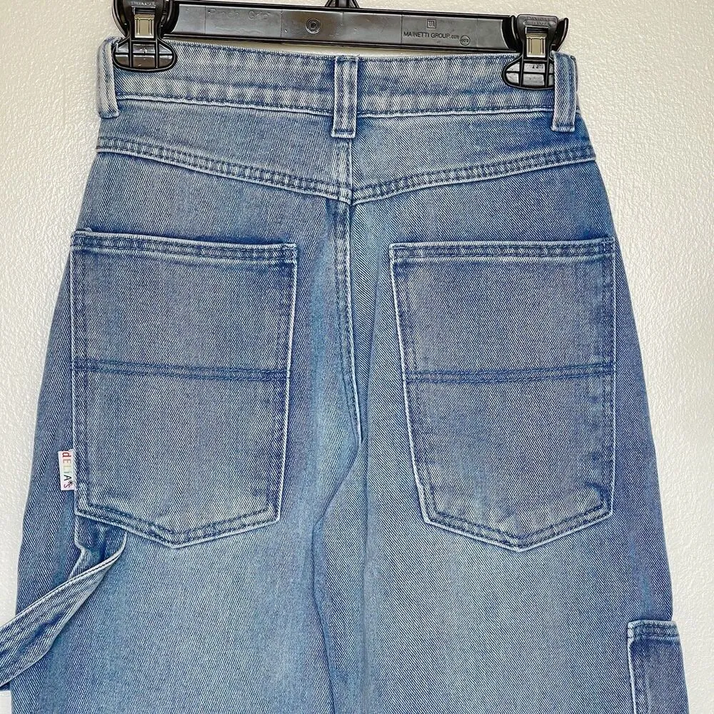 Delia's Kill Womens Sz XS Jeans Pants Denim Y2k Baggy Cargo Grunge Raw By Dolls Blue - Image 4