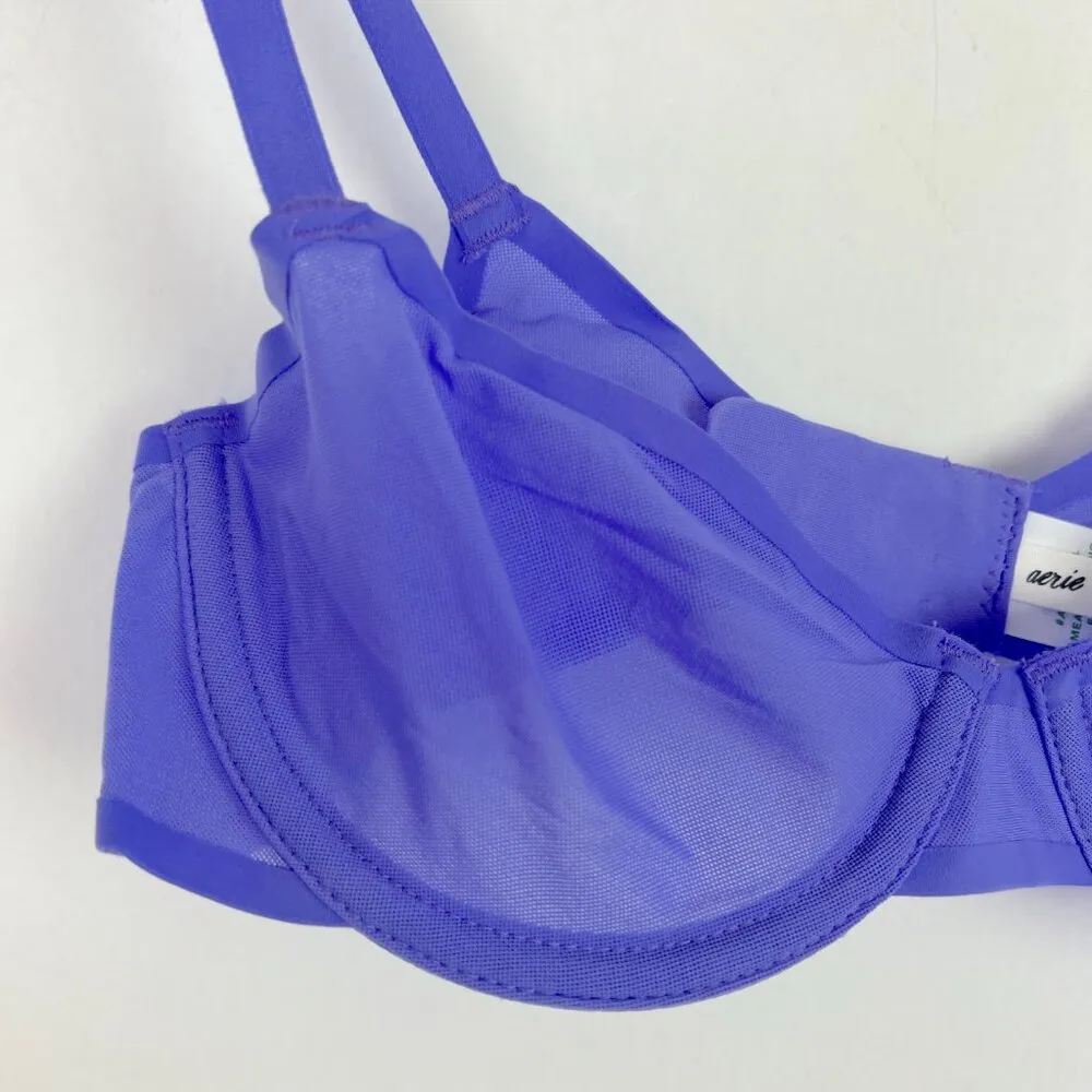 NWT Aerie SMOOTHEZ Mesh Unlined Balconette Bra Underwire Purple Size 36D NEW - Image 2