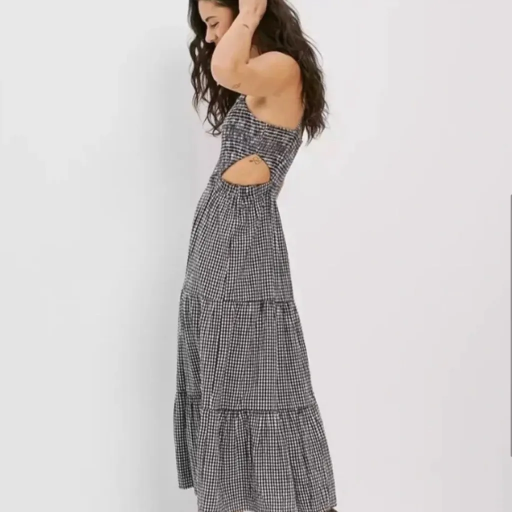 NWOT American Eagle Smocked Midi Dress Gingham Size Small - Image 3