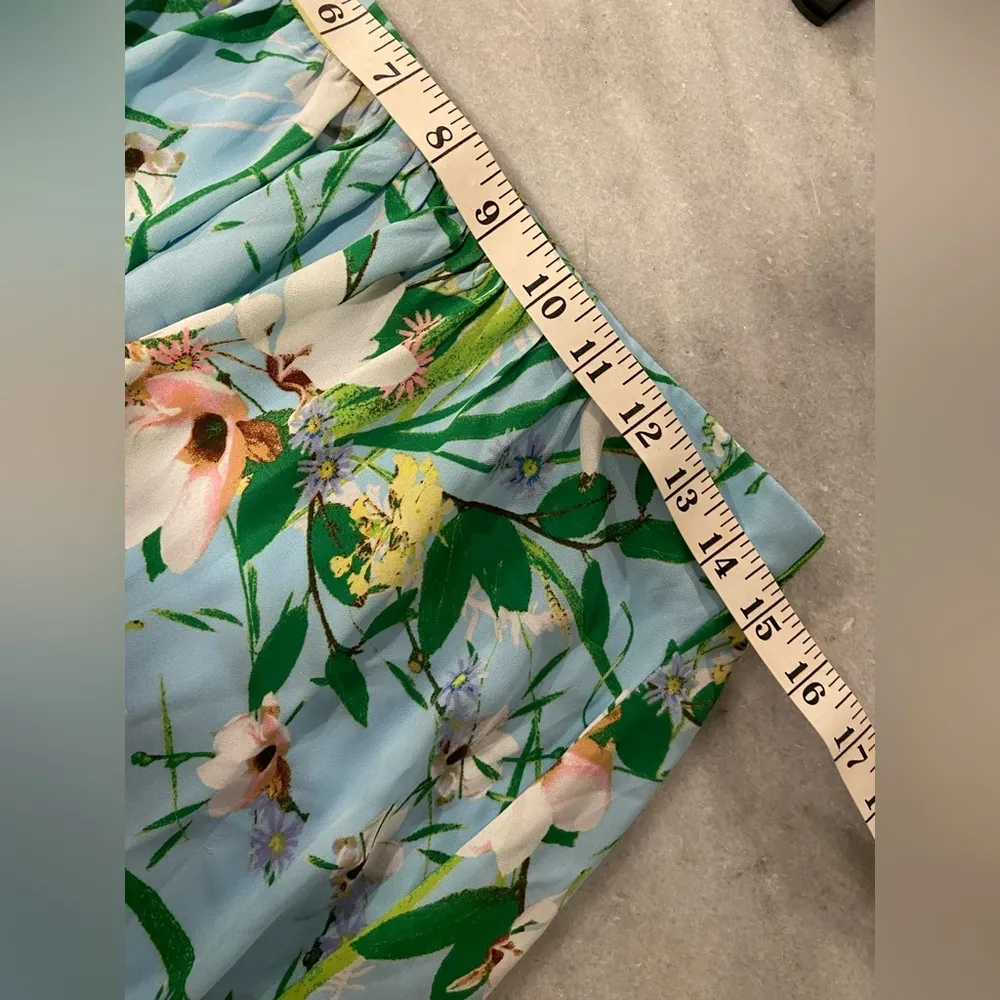 Bobeau Size M Light Blue Floral Elastic Waist Flowy Lined Maxi Skirt - Image 8