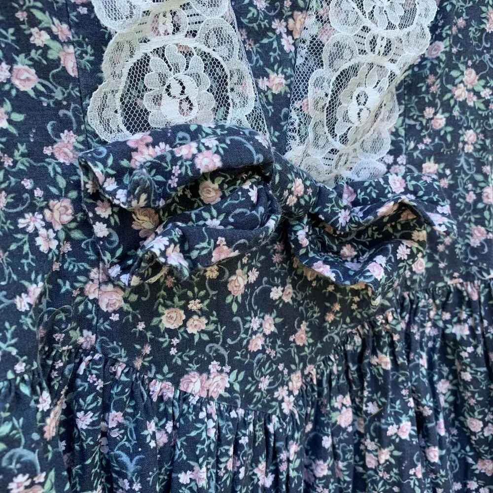Vintage 80s 90s Gunne Sax Jessica McClintock floral lace cottagecore dress - Image 4