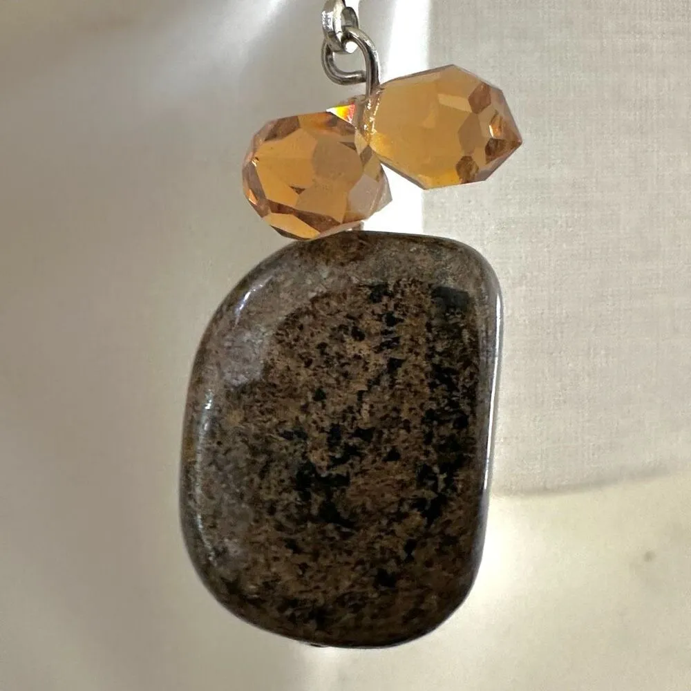 Earthy Polished Stone Earrings with Amber - Image 8
