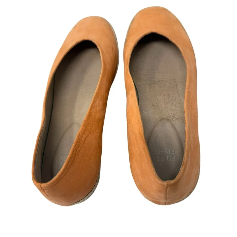 Eileen Fisher Tour Nubuck Espadrille Ballet Flat Orange Leather Womens 7.5 - Image 5