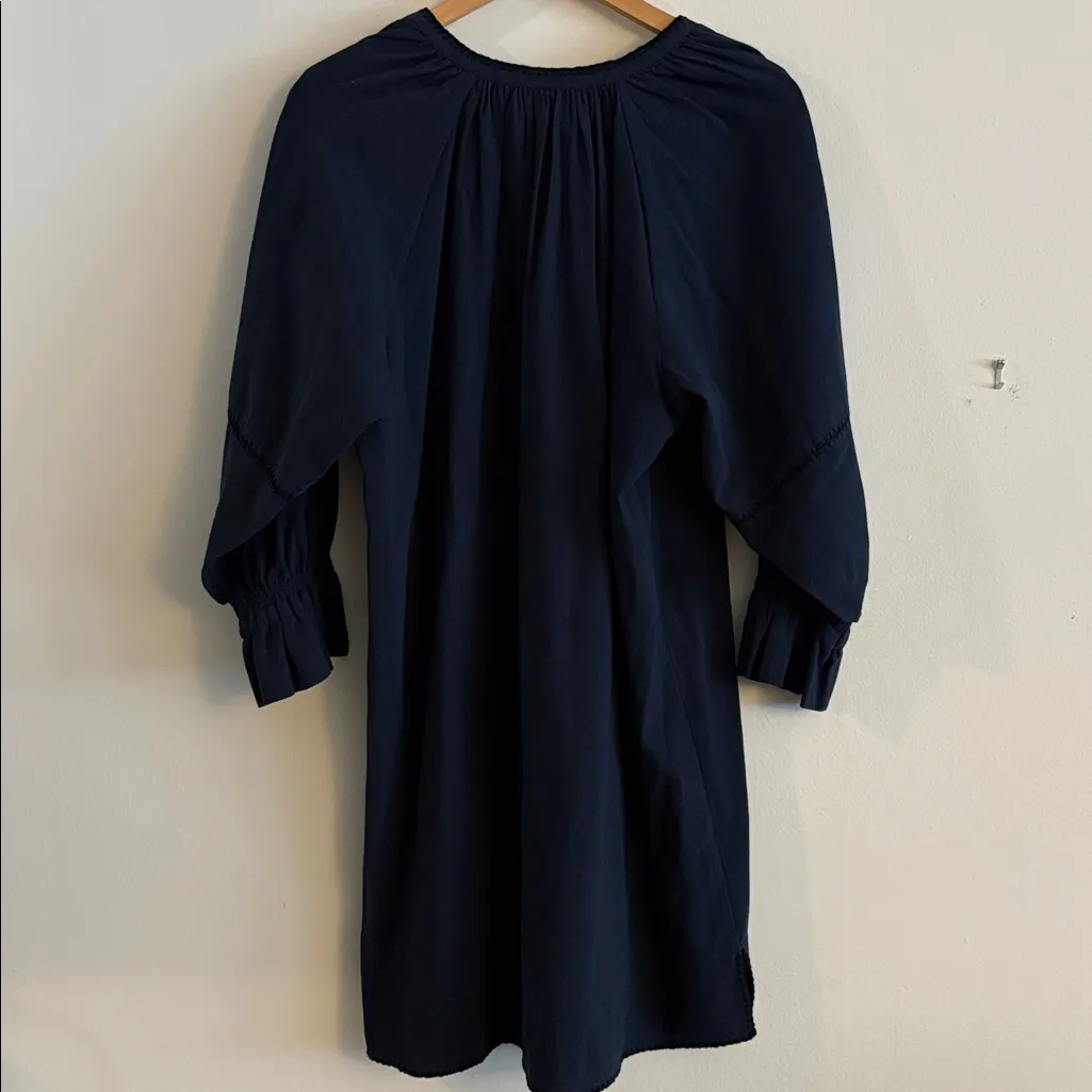 Apiece Apart Maria Mini Dress Puff Gathered Sleeves Women’s Size XS Navy Blue - Image 2